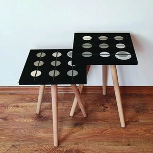 Set masute 2 piese, Leona, 2SHP66, Negru / Bej / Gri imagine