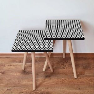 Set masute 2 piese, Leona, 2SHP8, Alb/Negru imagine