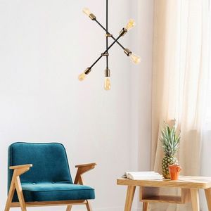 Lustra, Fulgor, 942FLG1117, Metal, Negru/Maro antic imagine