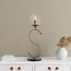 Lampa de masa, Fulgor, 942FLG1858, Metal, Negru/Maro antic imagine