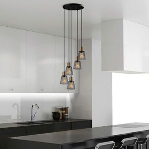 Lustra, Fulgor, 942FLG1458, Metal, Negru/Maro antic imagine