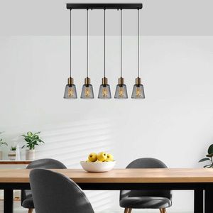 Lustra, Fulgor, 942FLG1459, Metal, Negru/Maro antic imagine
