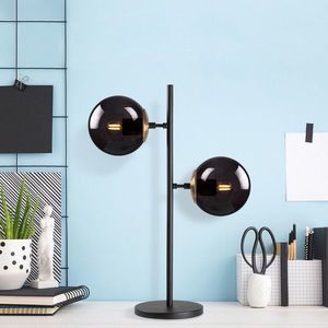 Lampa de masa, Fulgor, 942FLG1817, Metal, Negru/Maro antic imagine