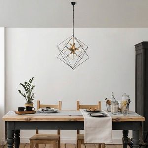 Lustra, Fulgor, 942FLG2516, Metal, Negru/Maro antic imagine