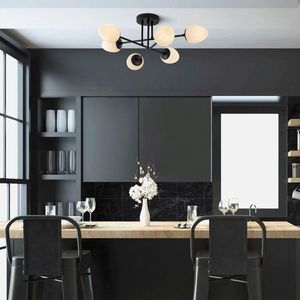Lustra, Fulgor, 942FLG2136, Metal, Negru / Crem imagine