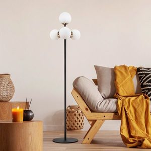 Lampadar, Fulgor, 942FLG1508, Metal, Negru / Antic / Alb imagine