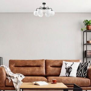 Lustra, Fulgor, 942FLG1360, Metal, Alb/Negru imagine