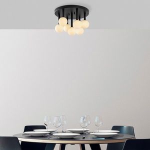 Lustra, Fulgor, 942FLG1296, Metal, Negru / Crem imagine