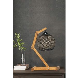 Lampa de masa, FullHouse, 390FLH1763, Lemn de pin, Ecru / Maro / Negru imagine
