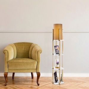 Lampadar, Lampana, 211LMP1110, Metal, Alb/Auriu imagine