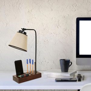 Lampa de masa, Luin, 534LUN3816, Lemn, Bej / Negru / Stejar imagine