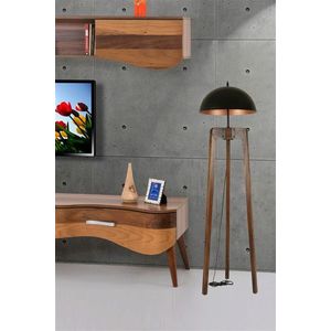Lampadar, Luin, 534LUN4409, Lemn de brad, Nuc / Negru / Rose Gold imagine