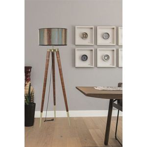 Lampadar, Luin, 534LUN4395, Corp din carpen, Nuc / Turcoaz / Bej / Maro imagine