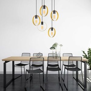 Lustra, Opviq, 892OPV1512, Metal, Aur/Negru imagine