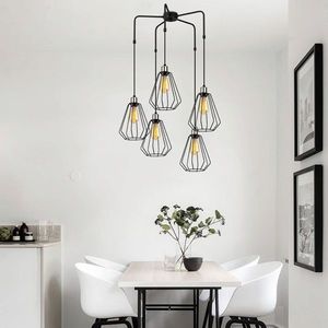 Lustra, Opviq, 892OPV1495, Metal, Negru imagine