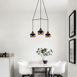 Lustra, Opviq, 892OPV1759, Fier, Negru/Cupru imagine