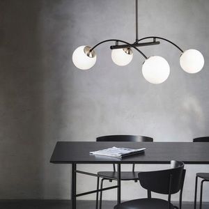Lustra, Opviq, 892OPV1441, Metal, Alb/Negru imagine