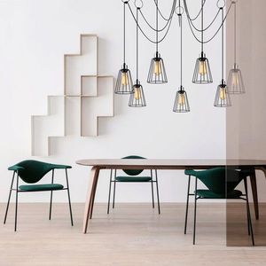 Lustra, Opviq, 892OPV1709, Fier, Negru imagine