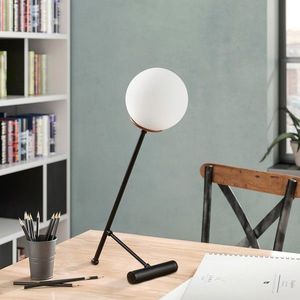 Lampa de masa, Tatum, 584TTM1716, Metal, Alb/Negru imagine