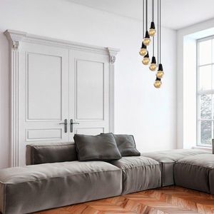 Lustra, Tatum, 584TTM1493, Metal, Negru imagine