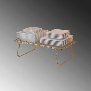 Raft de perete, Cerritos, Dolap Ici Organizer, 15x19x42 cm, Metal, Auriu/Maro imagine