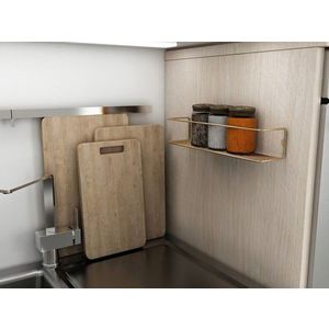 Raft de perete, Cerritos, Banyo Makyaj Rafı, Suport pentru condimente, Metal, Crom imagine