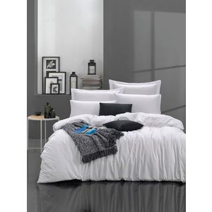 Lenjerie de pat dubla, Fresh Color - White, EnLora Home, Bumbac Ranforce imagine