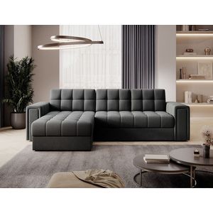 Coltar extensibil reversibil 3 locuri ELTAP, Blenvi, 260x150x82 cm, lemn/poliester, gri antracit imagine