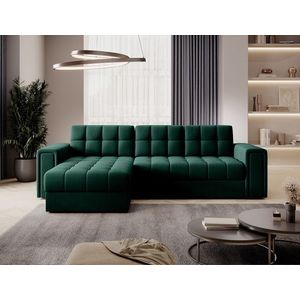 Coltar extensibil reversibil 3 locuri ELTAP, Blenvi, 260x150x82 cm, lemn/poliester, verde inchis imagine