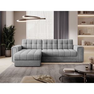 Coltar extensibil reversibil 3 locuri ELTAP, Blenvi, 260x150x82 cm, lemn/poliester, gri deschis imagine