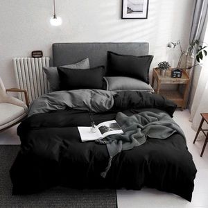 Lenjerie de pat dubla 3 piese, Basic - Black, EnLora Home, 65% bumbac/35% poliester imagine