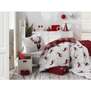 Lenjerie de pat pentru o persoana, Geyik - Claret Red, Eponj Home, 65% bumbac/35% poliester imagine