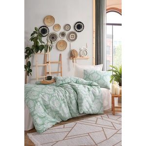 Lenjerie de pat pentru o persoana, Post - Water Green, Eponj Home, 65% bumbac/35% poliester imagine
