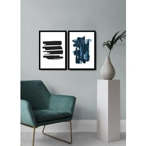 Set 2 tablouri decorative, Alpha Wall, Dark Abstract, 36x51 cm imagine