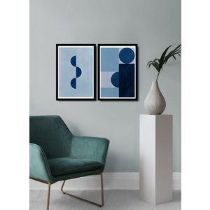 Set 2 tablouri decorative, Alpha Wall, Blue Abstract, 36x51 cm imagine
