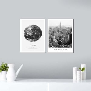 Set 2 tablouri decorative, Alpha Wall, La Lune in NY, 30x40 cm imagine