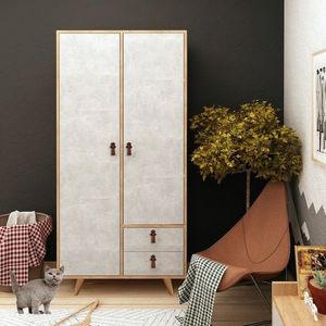 Dulap pentru haine, Mod Design, Suwon, 100x190x52 cm, Stejar / Gri imagine