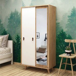 Dulap pentru haine, Mod Design, Yahha, 100x190x60 cm, Stejar / Alb imagine