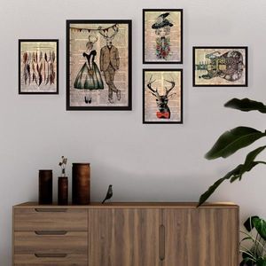 Set 5 tablouri decorative, SET_078, Lulu, 24x29 cm/34x44 cm, plastic imagine