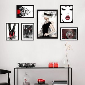 Set 6 tablouri decorative, SET_012, Lulu, 24x29 cm/24x44 cm, plastic imagine