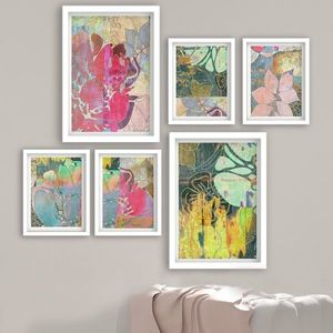 Set 6 tablouri decorative, SET_118, Lulu, 24x29 cm/24x44 cm, plastic imagine
