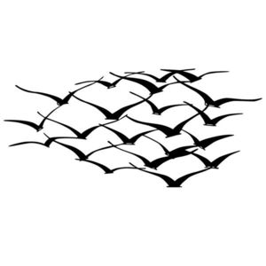 Decoratiune de perete, Herd Of Birds, Tanelorn, 120x55 cm, metal imagine