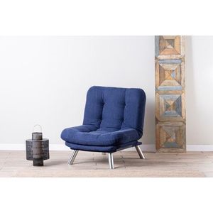 Fotoliu extensibil Misa Solo, Futon, 135x88 cm, metal, bleumarin imagine