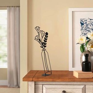 Decoratiune, Flowerpot, 22x56 cm, Metal, Negru imagine