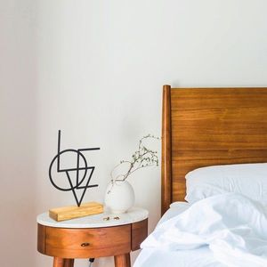 Decoratiune, Geometric, 21x41x4 cm, Metal, Negru imagine