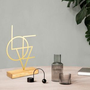 Decoratiune, Geometric, 21x41x4 cm, Metal, Auriu imagine
