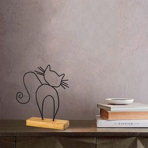 Decoratiune, Cat, 30x36x4 cm, Metal, Negru imagine