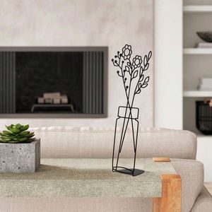 Decoratiune, Flowerpot, 24x52 cm, Metal, Negru imagine