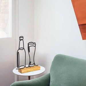 Decoratiune, Beer, 33x38x4 cm, Metal, Negru imagine
