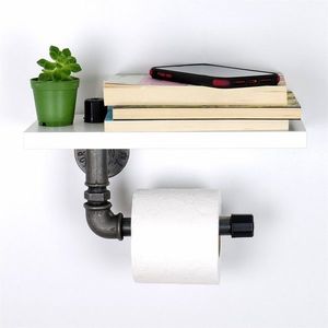 Suport pentru hartie igienica cu raft, Evila Originals, 30x23x12 cm, MDF, alb imagine